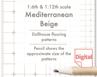 Dollhouse Flooring, Mediterranean Tile Pattern, Beige, 1/6 & 1/12 Scale (Digital Download)