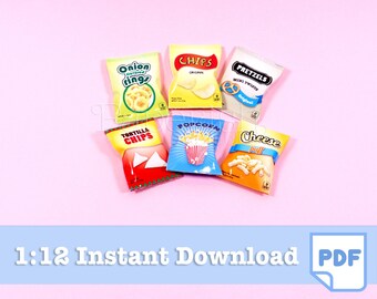 1/12 Scale Miniature Chips Template | Dollhouse Food (PDF Download)