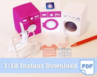 1/12 Waschmaschine Miniatur Printables | Puppenhaus Bastelpackung (PDF)