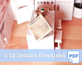 1/12 Scale Dollhouse Newspaper: Customizable Miniature PDF Template