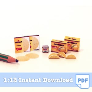 1/12 MEXICAN FOOD packaging template PRINTABLES miniature food, dollhouse food, dolls food, dollhouse miniatures, dollhouse kit, dollhouse