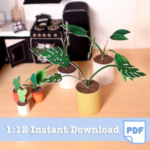 1/12 scale Plants design PRINTABLES | dollhouse miniatures, dollhouse kit, dollhouse kit greenleaf, miniature dollhouse kit, dollhouse kit