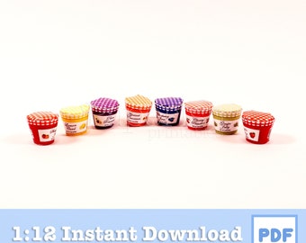 1/12 Scale Jam Jar Dollhouse Kit | Miniature Food Printables (PDF)