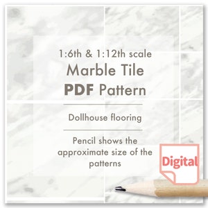 1/12 & 1/6 PDF Patrón de fondo de pantalla MARBLE, plantillas imprimibles, fondo de pantalla de casa de muñecas, fondo de pantalla para casa de muñecas, fondo de pantalla de casa de muñecas imprimible