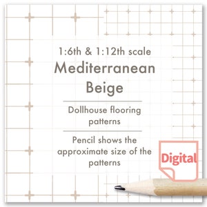 1/12 & 1/6 Floor pattern BEIGE Miniature printables, tile pattern design templates, 8 files, Flooring for dollhouse, dollhouse flooring DIY