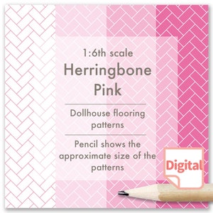 1/6 Pink Dollhouse Flooring Herringbone patterns, 8 files, dollhouse flooring, flooring for dollhouse, dollhouse flooring DIY, miniatures