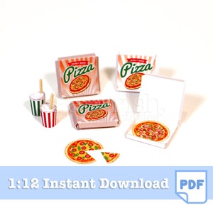1/12 Skala PIZZA Miniatur zum Ausdrucken | puppenfutter dekoration, puppenfutter, puppenfutter, puppenhausminiaturen, puppenhausset, puppenhausset