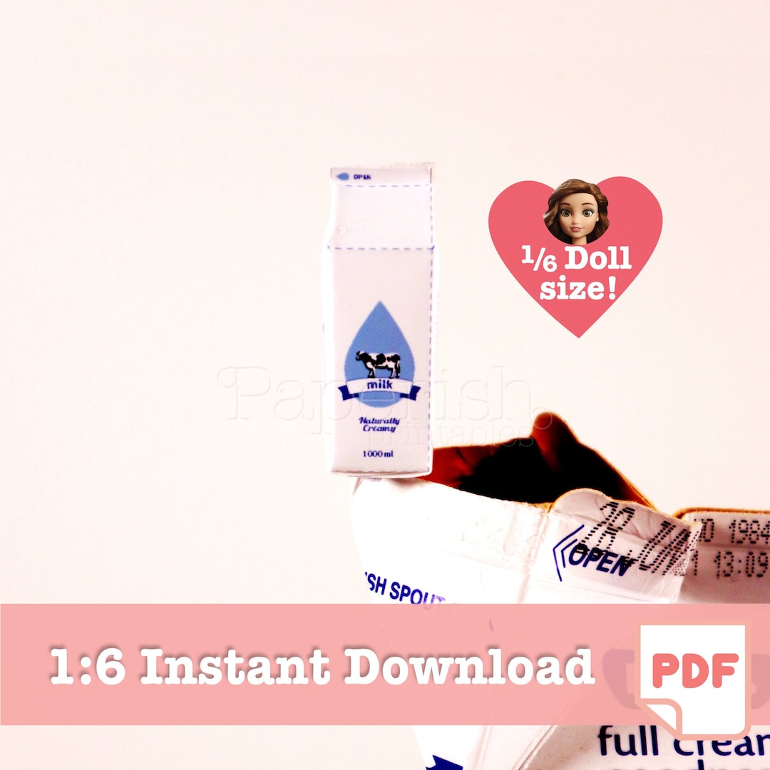 1/6 Scale MILK Miniature Printable | Doll Food Printables, Doll Food ...