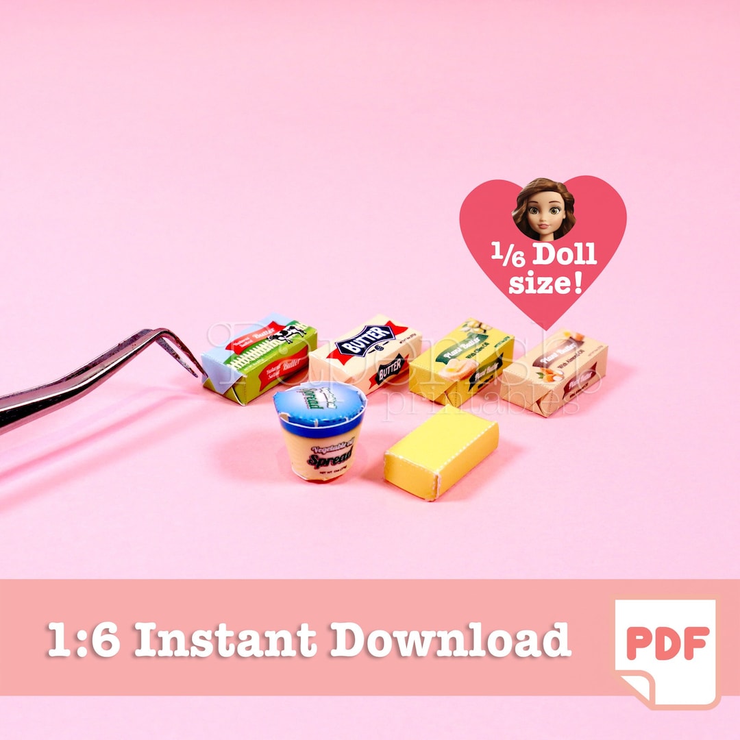 1/6 Scale BUTTER Printables | Doll Food Printables | Miniature Food ...
