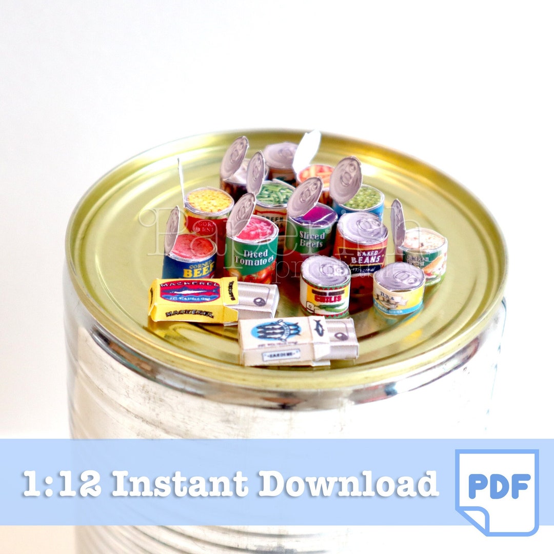 1/12 CANS BUNDLE 15 Designs PRINTABLES | Doll Food Printables, Doll ...