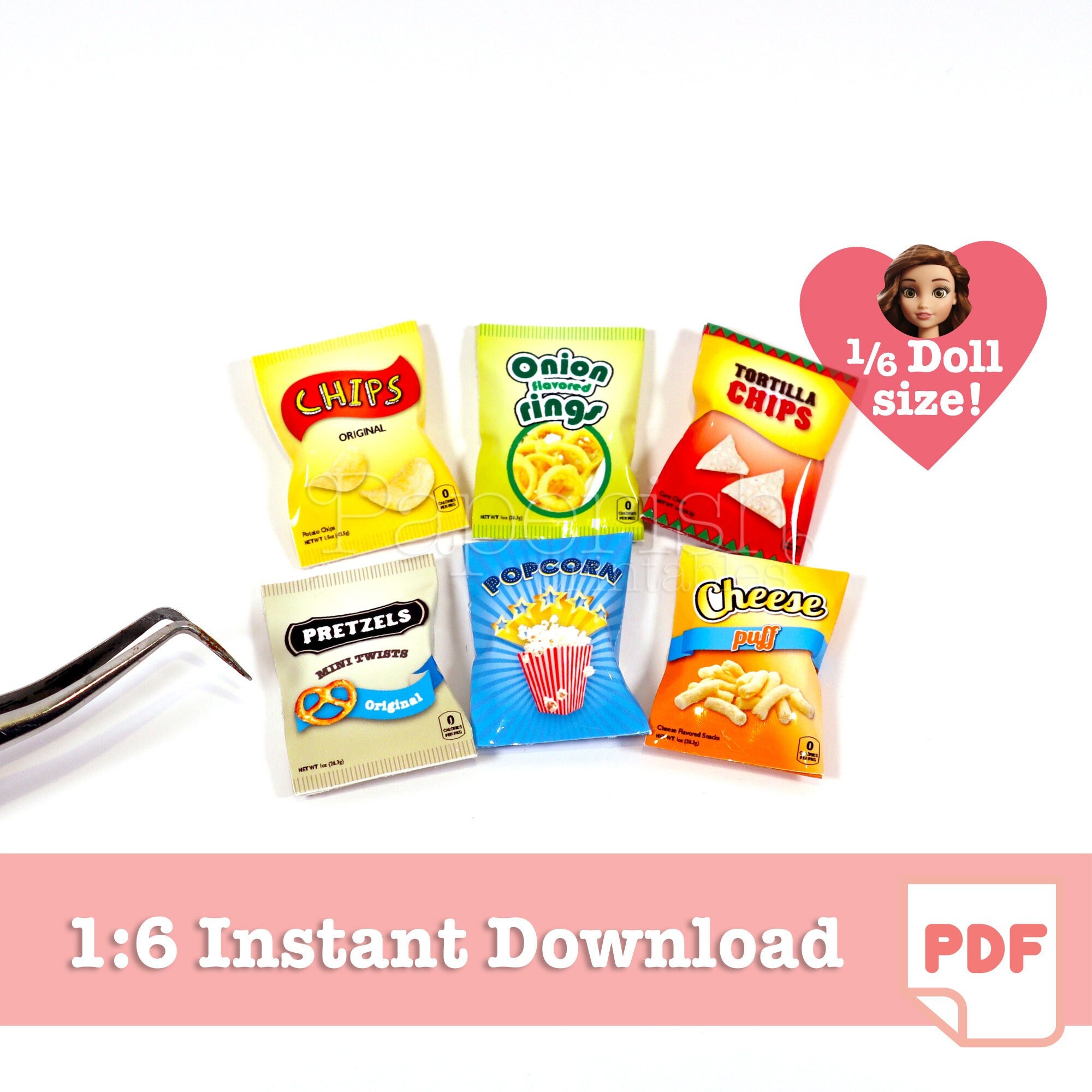 1/6 Scale CHIPS Crisps Miniature Printables, Doll Food Printables, Doll ...