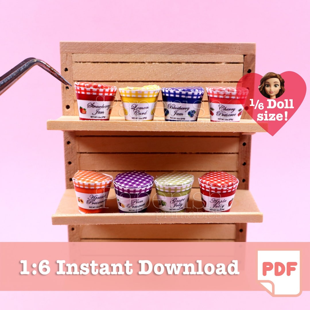 1/6 Scale JAM Miniature Printable | Doll Food Printables, Doll Food ...