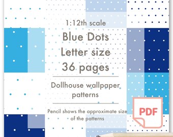 Blue Dots Dollhouse Wallpaper, 1/12 Scale (PDF Pattern)