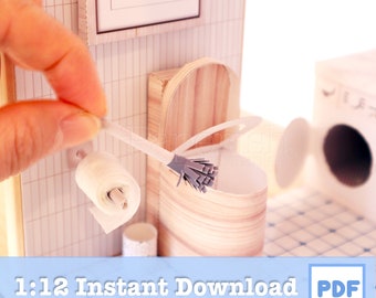 1/12 Scale Dollhouse Toilet Template: Miniature Bathroom (PDF Pattern)