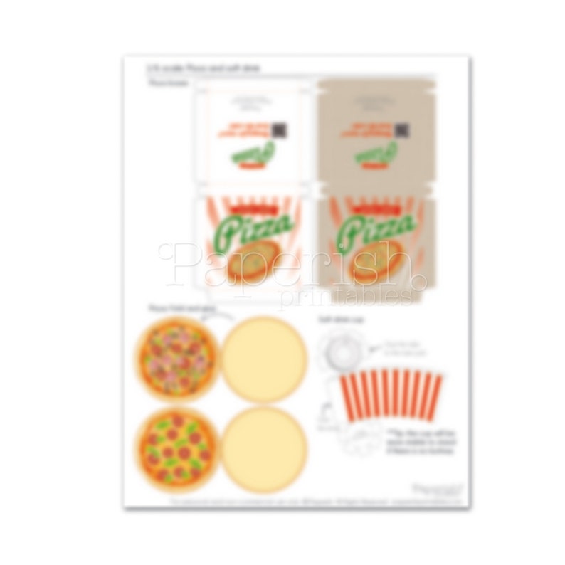 1/6 PIZZA Miniature Printables | Doll Food Printables, Doll Food, Food ...
