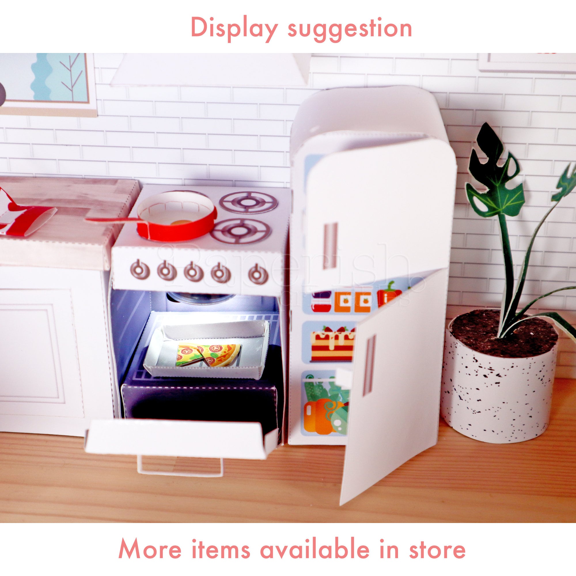 1/12 White PRINTABLE Miniature Kitchen Set Large: Dollhouse Kit, Dollhouse DIY, Dollhouse ...