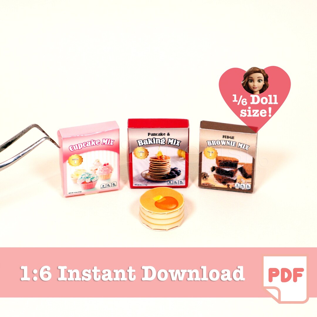 1/6 Scale BAKING Mix Miniature Printables | Doll Food Printables, Doll ...