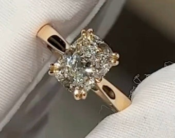 Radiant Cut Moissanite Engagement Ring 3Carat Hidden Halo 14K Gold Solitaire Ring Elegant Moissanite Stone Ring Unique Proposal Ring.