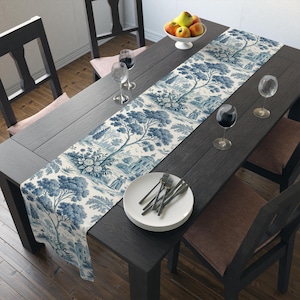 Camino de mesa Toile de Jouy / Decoración de paisaje chinoiserie francés / Elegante detalle para el comedor / Regalo romántico para ella
