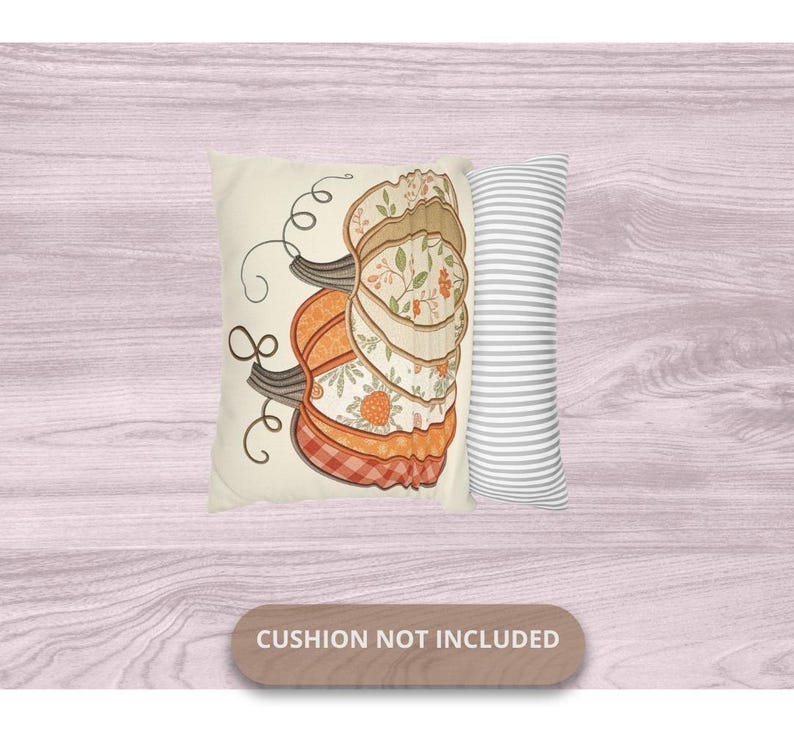 Patchwork Pumpkin Pillow Cover – Boho Fall Throw Pillow, Cozy Autumn Farmhouse Decor, Thanksgiving Cushion for Couch or Entryway