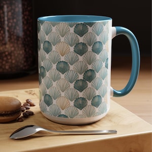 Coastal Seashell Mug • Beach House Coffee Cup • Nautical Shell Design • Ocean Themed