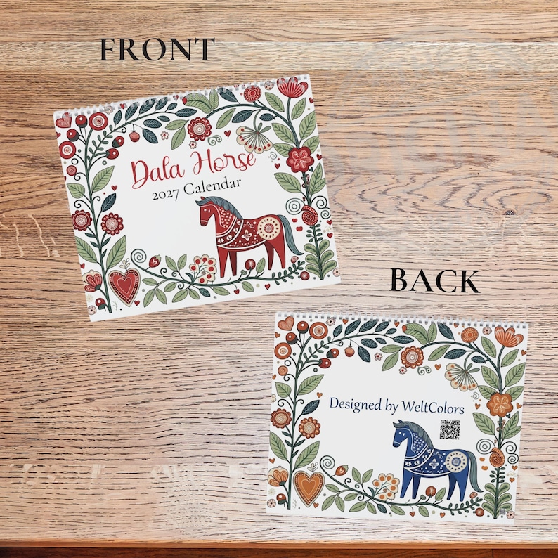 Dala Horse 2027 Wall Calendar | Swedish Folk Art | Scandinavian Nordic ...