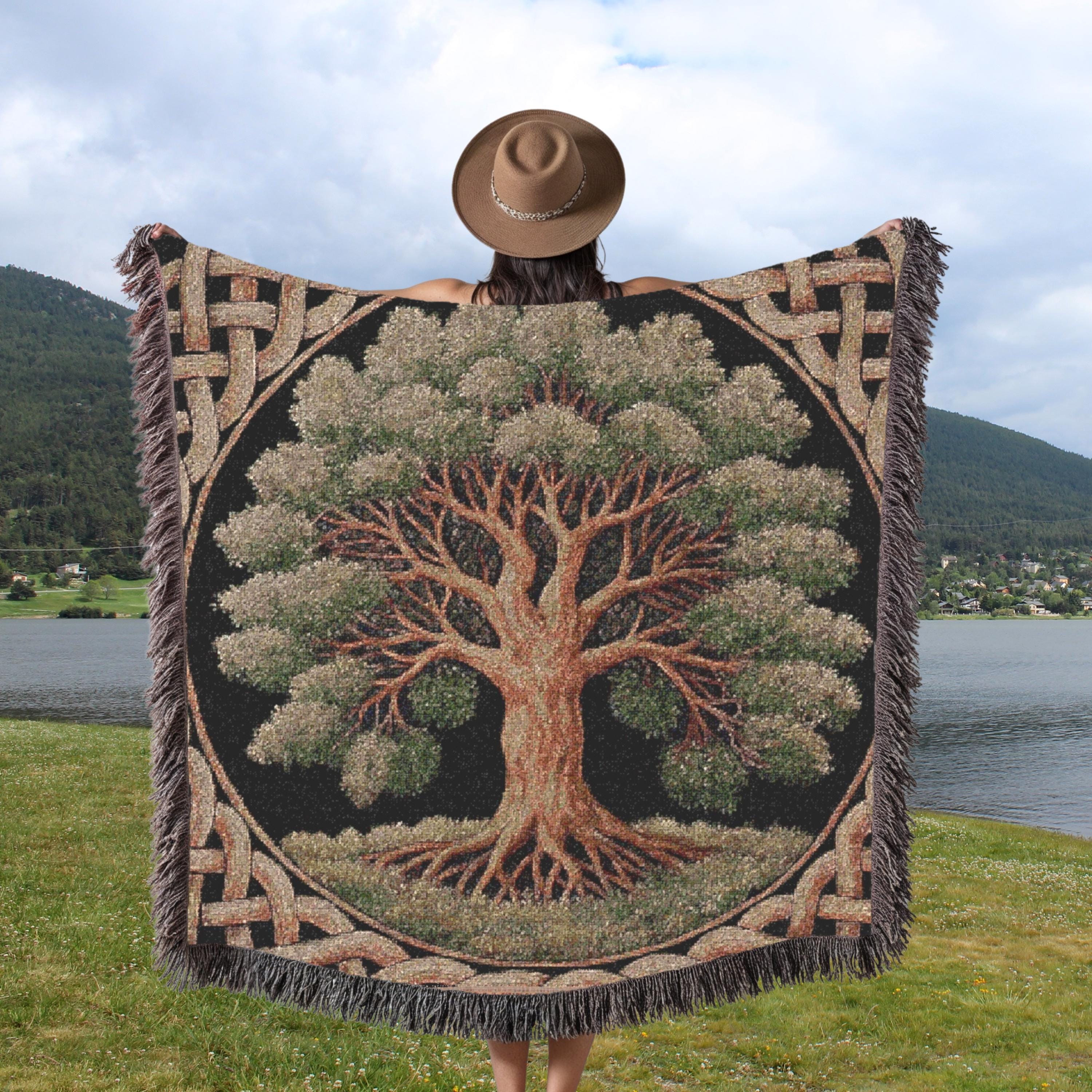 その他 HAPPY 5 Tree of Life Blanket, Yggdrasil Inspired Nordic Design in