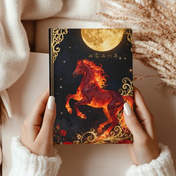 Fire Horse 2026 Journal – Chinese Zodiac Notebook, Personalized Lunar Year Gift, Year of the Horse Manifestation Diary