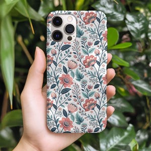 Scandinavian Floral Phone Case • Nordic Folk Art Design for iPhone, Samsung, Pixel • Cozy Hygge-Inspired Accessory