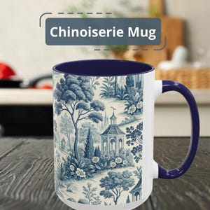 Toile de Jouy Blue Mug | Elegant Chinoiserie Style | Gift for Mother-in-Law | French Kitchen Decor | Birthday or Housewarming