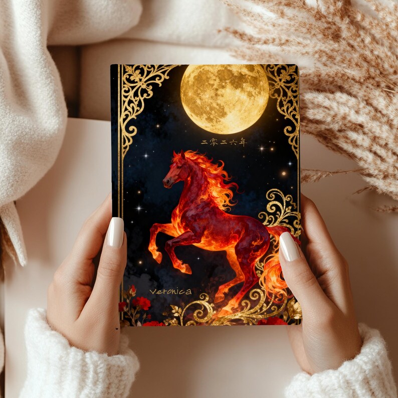 Fire Horse 2026 Journal – Chinese Zodiac Notebook, Personalized Lunar Year Gift, Year of the Horse Manifestation Diary