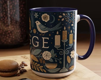 Hygge Inspired Scandinavian Mug – Cozy Nordic Folk Art Coffee Cup, Danish Style Kitchen Gift, Nordic Home Decor