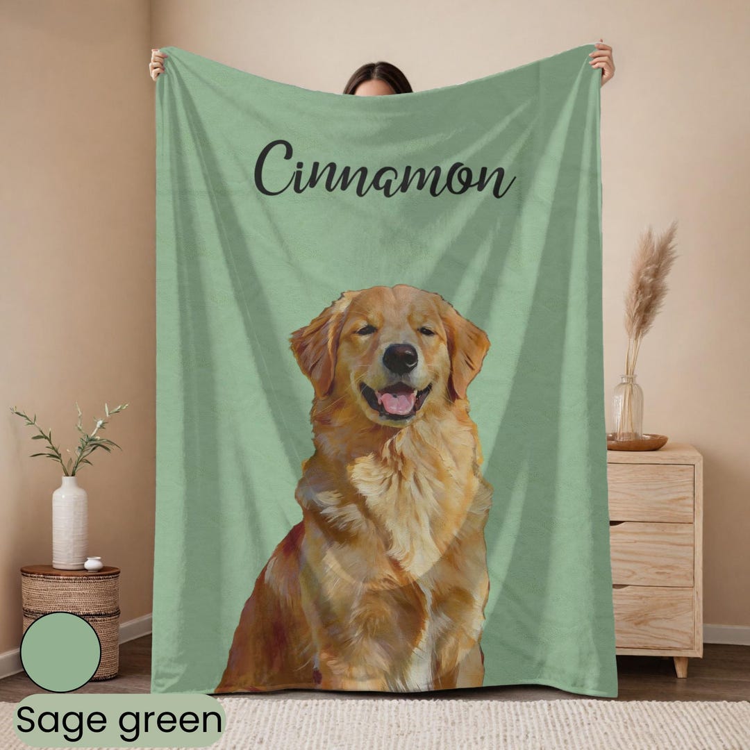 Custom Dog & Cat Blanket From Photo, Personalized Pet Portrait With ...