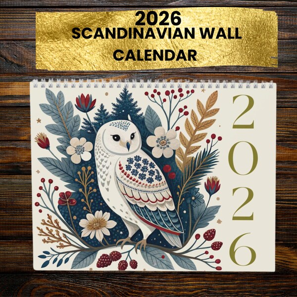 Scandinavian Hygge Wall Calendar 2026 –, Christmas Gift, New House Gift, New Year Gift, Gift for Coworkers