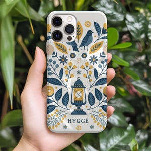 Hygge Scandinavian Phone Case • Nordic Folk Art Floral Design for iPhone Samsung Pixel • Cozy Slow Living Aesthetic