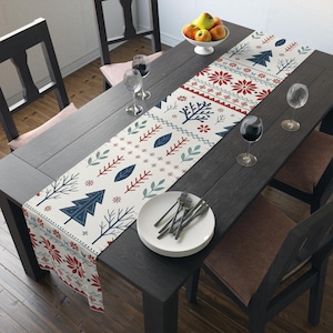 Camino de mesa navideño escandinavo/Arte popular/Regalo de inauguración de la casa/Regalo escandinavo, Regalo del día de la madre, Decoración navideña