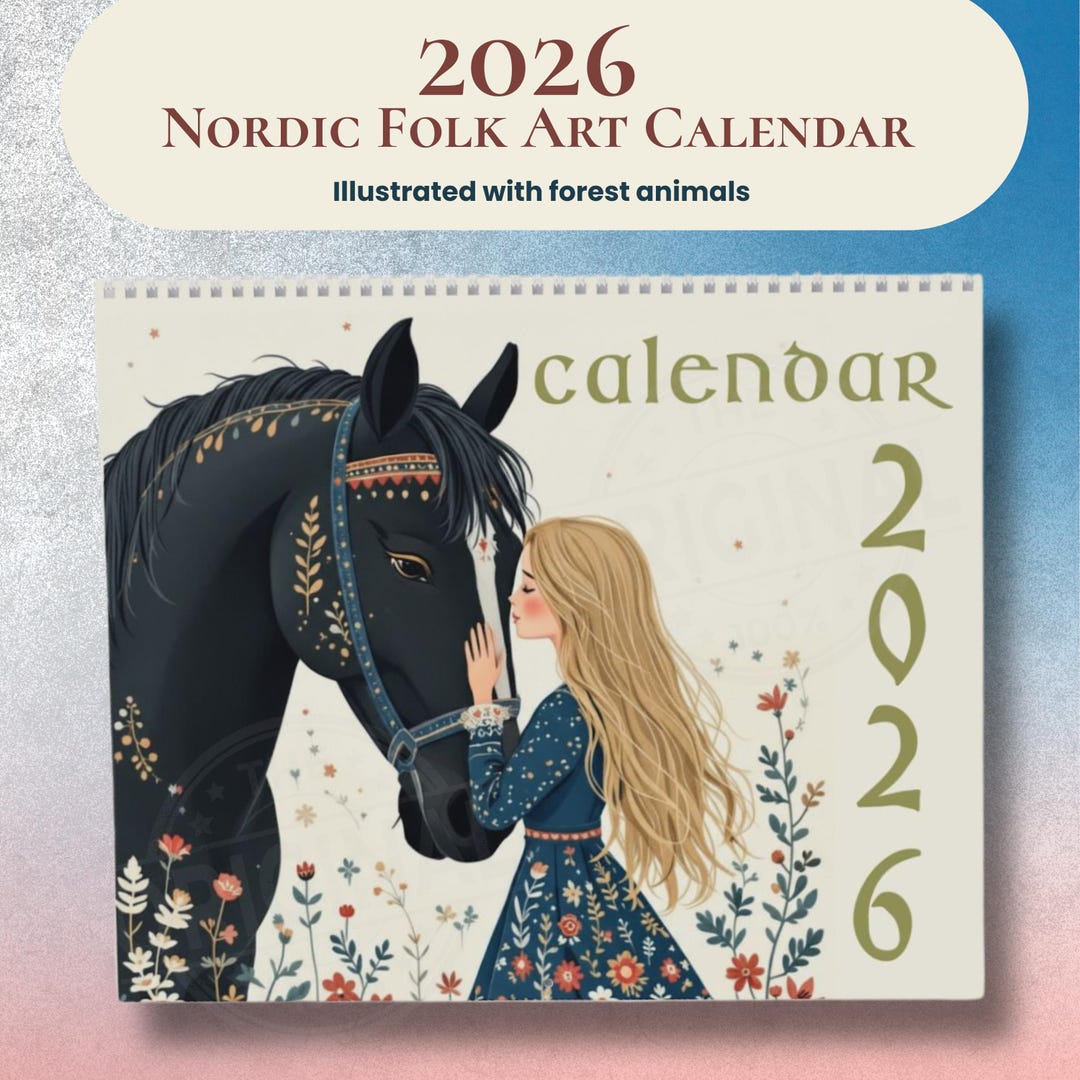 2026 Nordic Folk Art Calendar Illustrated Wall Calendar With Forest
