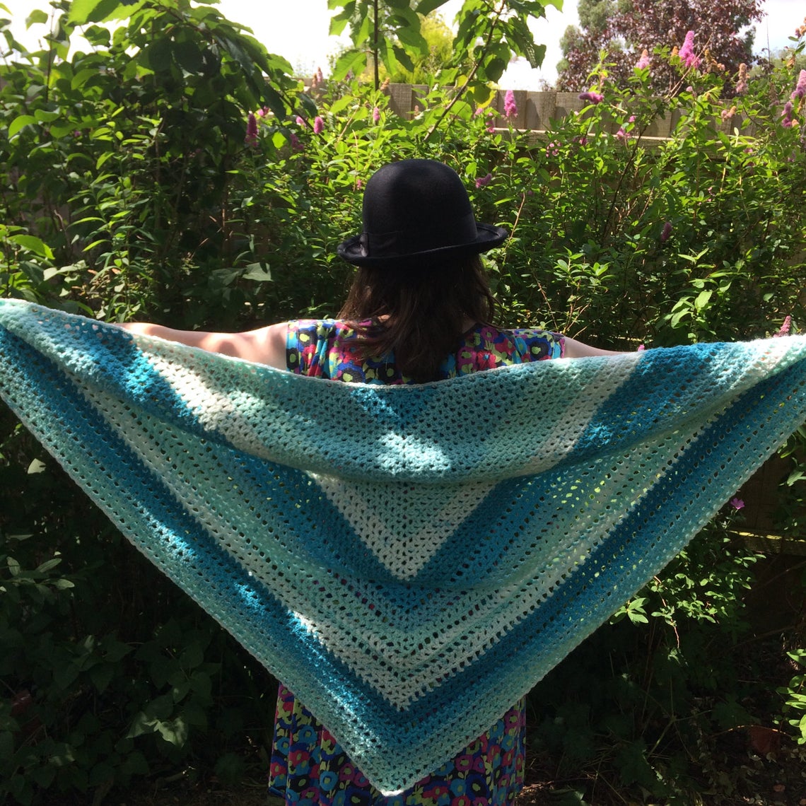 Easy crochet shawl pattern Dive In Shawl top down Caron | Etsy