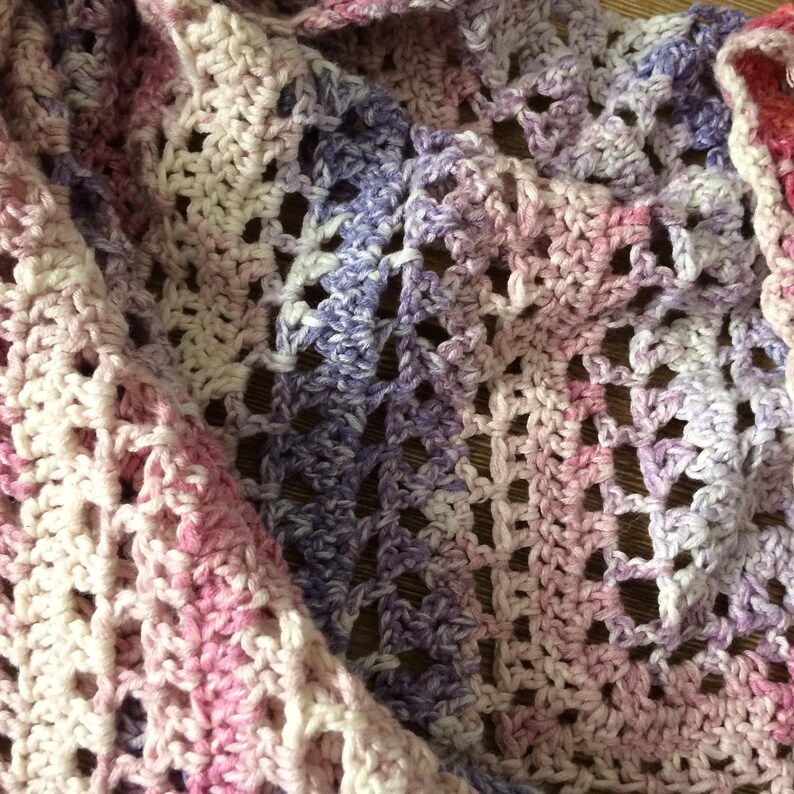 Crochet shawl pattern, Reading in the Garden, top down triangle shawl, cotton DK yarn image 6