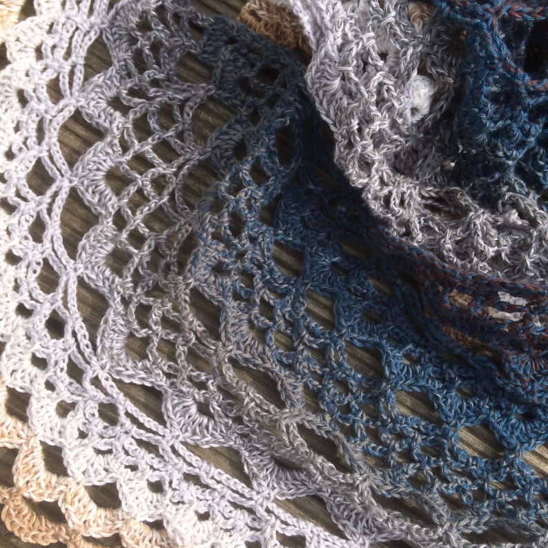 Dancing at Dusk Shawl, a crochet shawl pattern, one skein, Scheepjes Whirl pattern image 4
