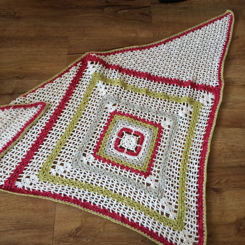 Crochet shawl pattern pdf, Softly Falling Snow, lacy crochet, triangle shawl, instant download, crochet pattern image 1