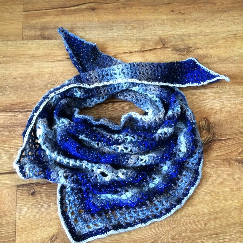 Crochet shawl pattern pdf, Softly Falling Snow, lacy crochet, triangle shawl, instant download, crochet pattern image 6
