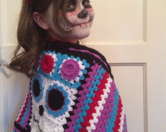 Day of the Dead Halloween Wrap, a crochet wrap pattern, Stylecraft Special DK, quick easy crochet