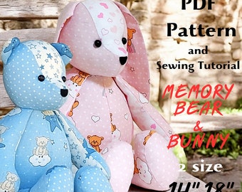 Memory Bear Bunny Schnittmuster: Andenken Kaninchen Stofftier (PDF-Muster)