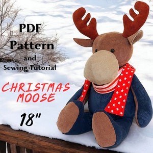 Christmas Moose Sewing Pattern: Stuffed Animal Toy (PDF Pattern)