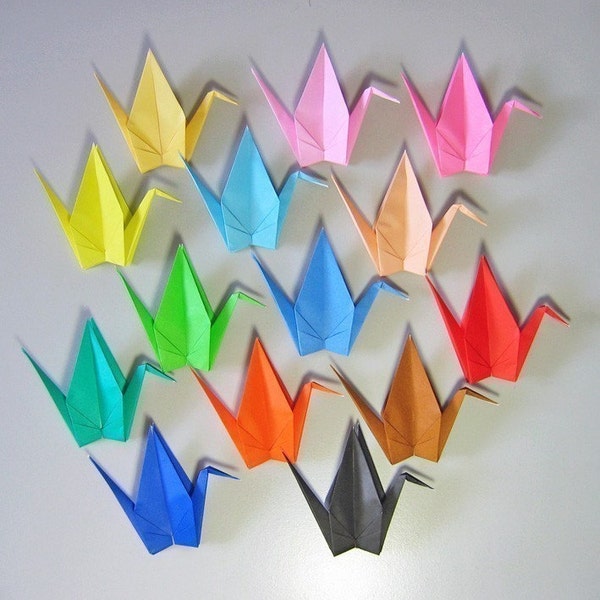 100 Large Origami Paper Cranes in Assorted Colours - FREE WORLDWIDE SHIPPING