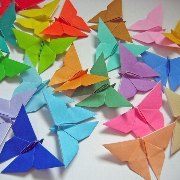 21 Origami Butterflies in Assorted Colours