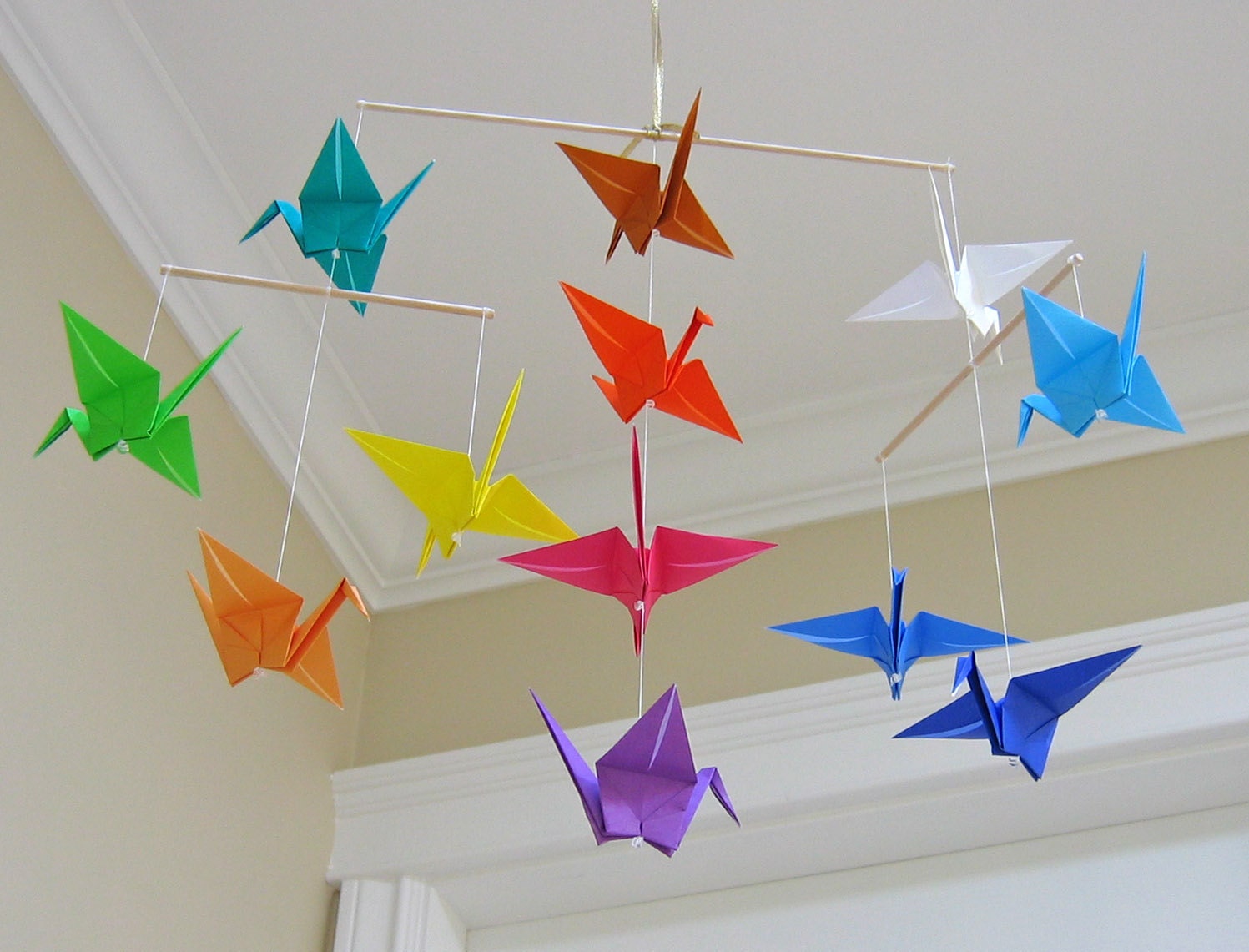 Origami Crane Mobile Rainbow Modern Baby Room Decor - Etsy