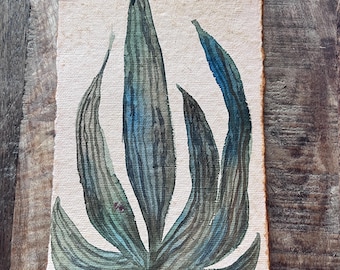 Original Watercolor Painting Abstract Leaves on Handmade Paper in Gorgeous Greens