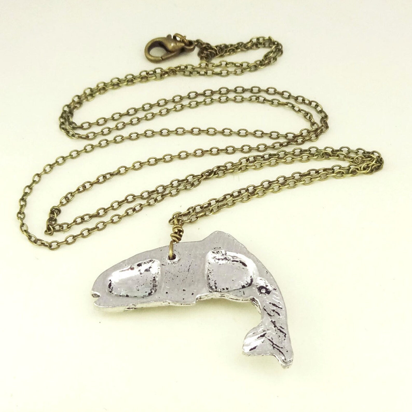 Trout Necklace Pendant. Antiqued Pewter and Antiqued Bronze Etsy